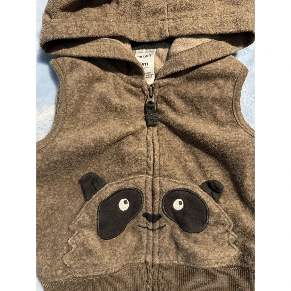 Carter's OshKosh Baby Boy 4pc Set 6-9M Red Vest Grey Cardigan Panda Fleece Pants